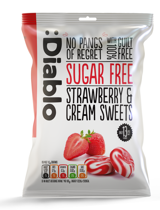 Diablo Sugar Free Strawberry & Cream Sweets 75g bag