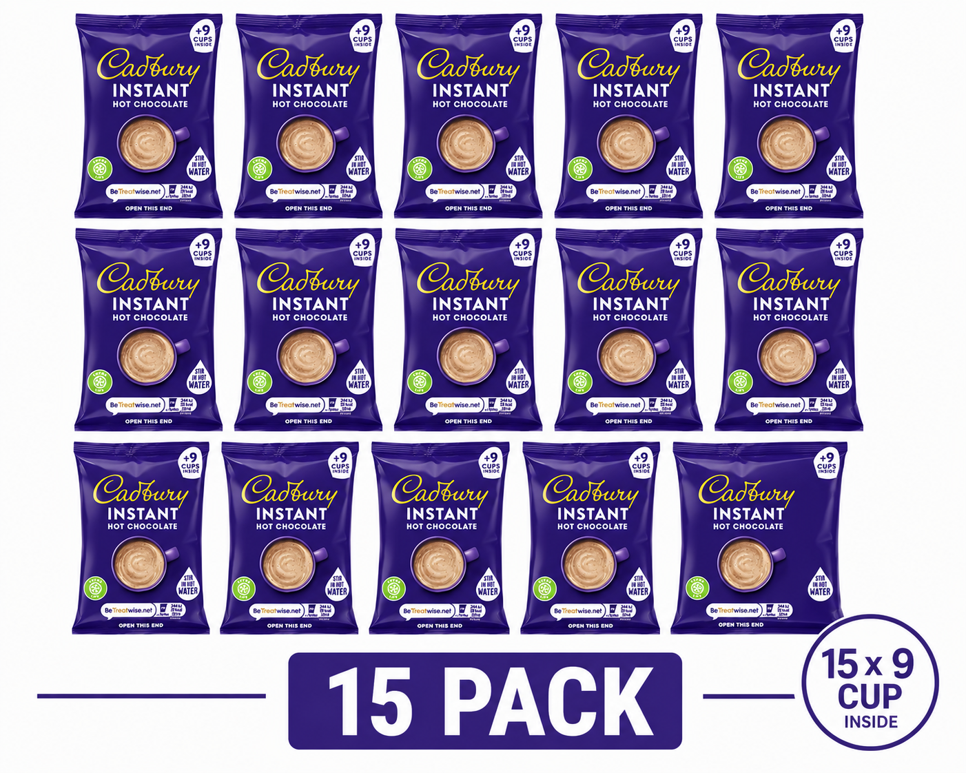 CADBURY HOT CHOCOLATE CUP 15 x 9 cups