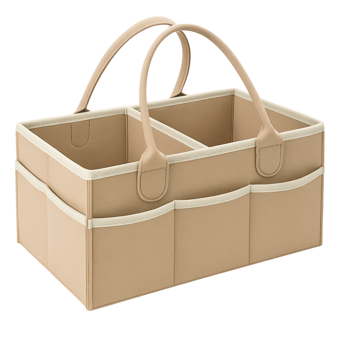 Large Baby Nappy Caddy Organiser 34.5×23×18cm – Sturdy Felt Diaper Storage Basket with Adjustable Compartments & 8 Pockets – Portable Nursery Organiser for Newborn Essentials & Baby Shower Gift