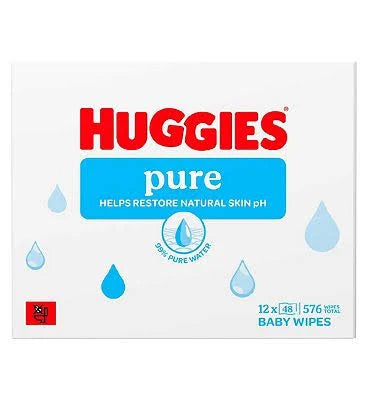 Huggies Pure Baby Wipes 12 x 48 Pack