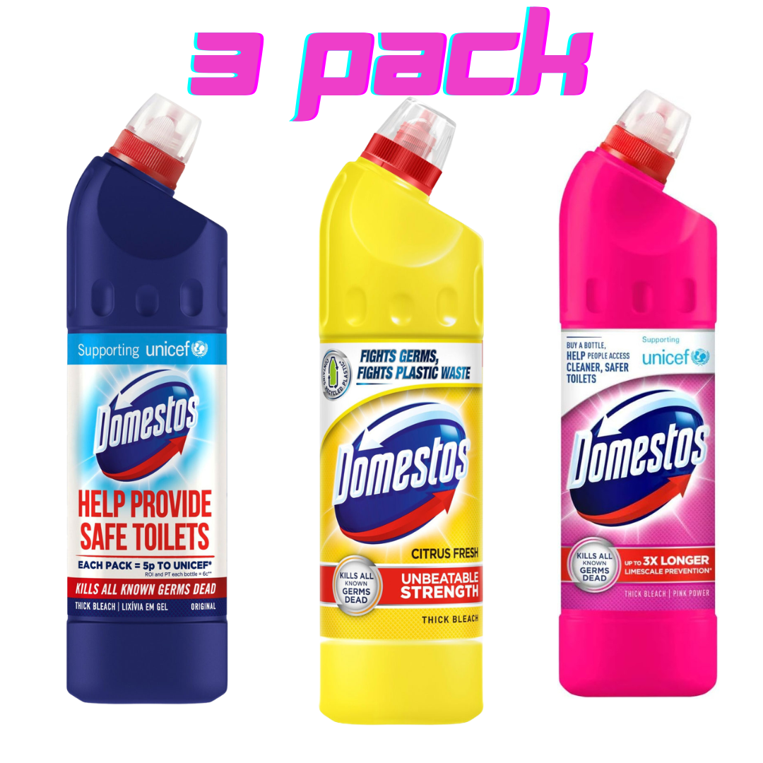 Domestos Bleach 3 Pack - Original , Citrus and Pink